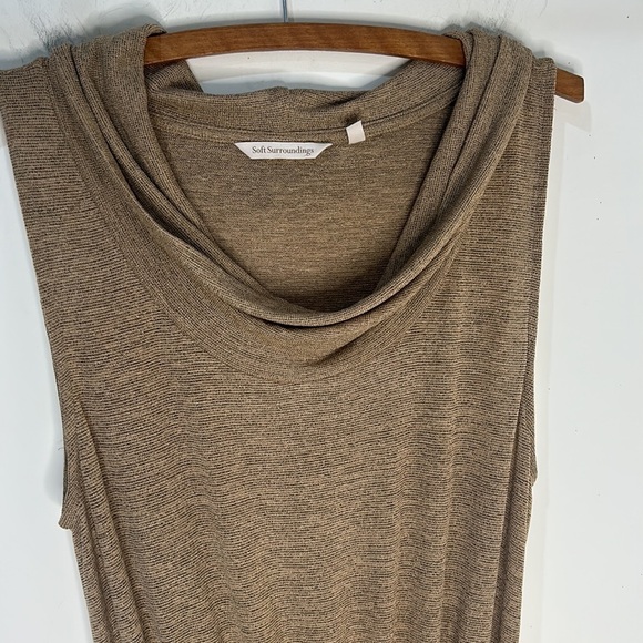 SOFT SURROUNDINGS Kerry Cowl Neck Sleeveless Knit Dress Tan Size Medium - Picture 5 of 16